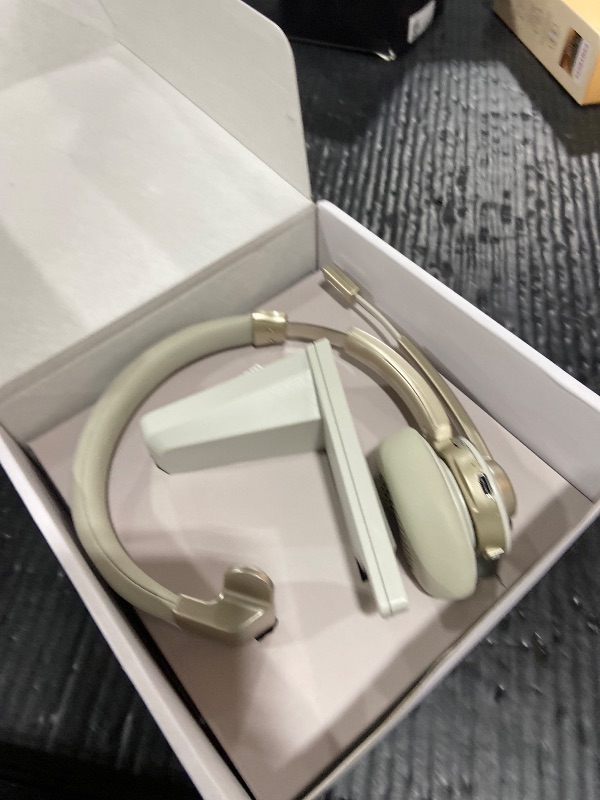 Photo 1 of Bluetooth Headset, Wireless Headphones with Microphone Noise Canceling & USB Dongle, V5.0 Trucker Bluetooth Headset with Mic Mute & Charge Dock for PC/Laptop/Phone/Meeting/CallCenter/Office Gold