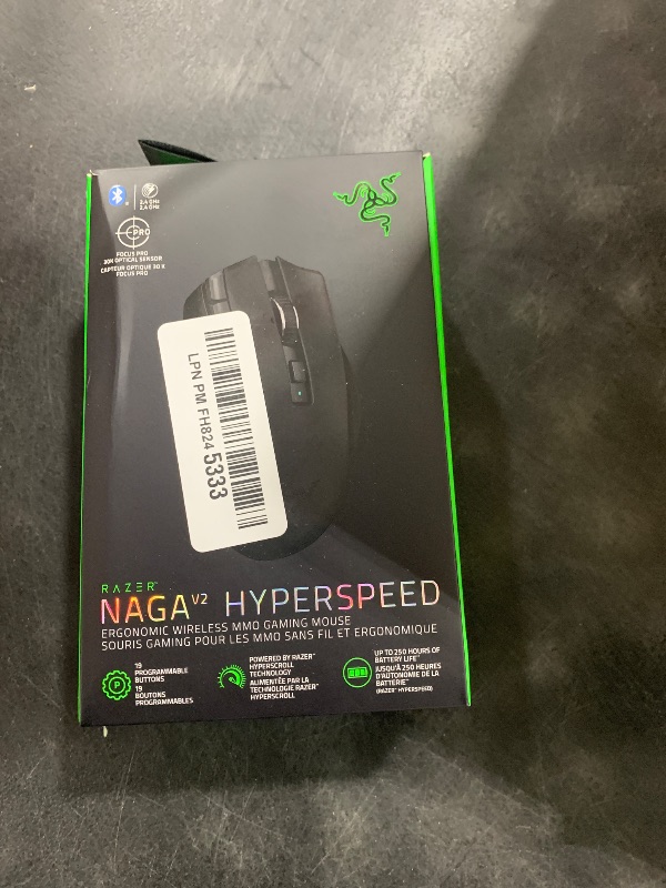 Photo 1 of Razer Naga V2 HyperSpeed Wireless MMO Gaming Mouse: 19 Programmable Buttons - HyperScroll Technology - Focus Pro 30K Optical Sensor - Mechanical Mouse Switches Gen-2 - Up to 400 Hr Battery Life