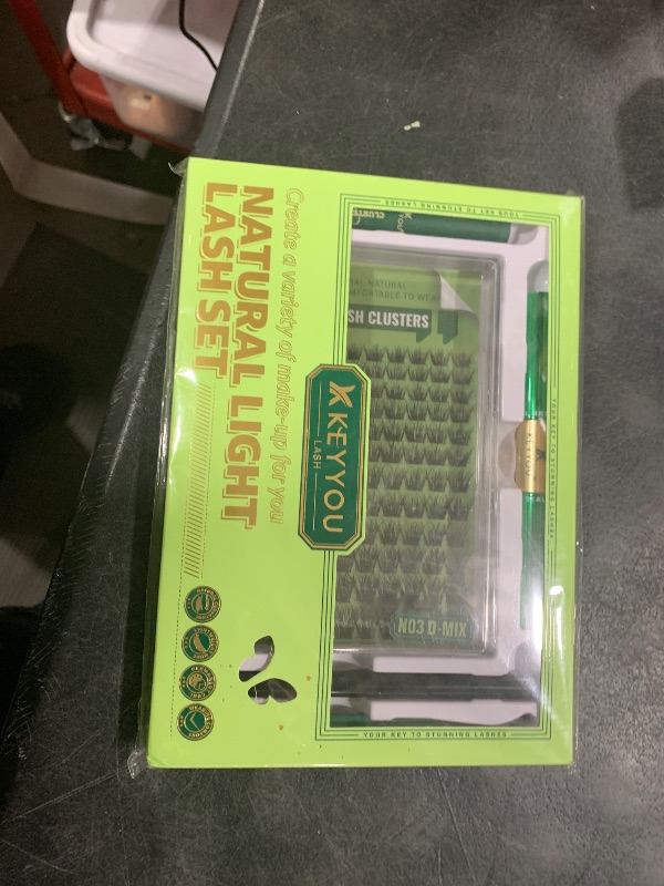 Photo 1 of KEYYOU Natural Lash Clusters Kit 144Pcs DIY Lash Extension Kit Wispy Eyelash Extensions Kit D Curl 8-18MIX with Bond and Seal and tweezers with Thin Lash Band(KIT-N03-D-8-18MIX)