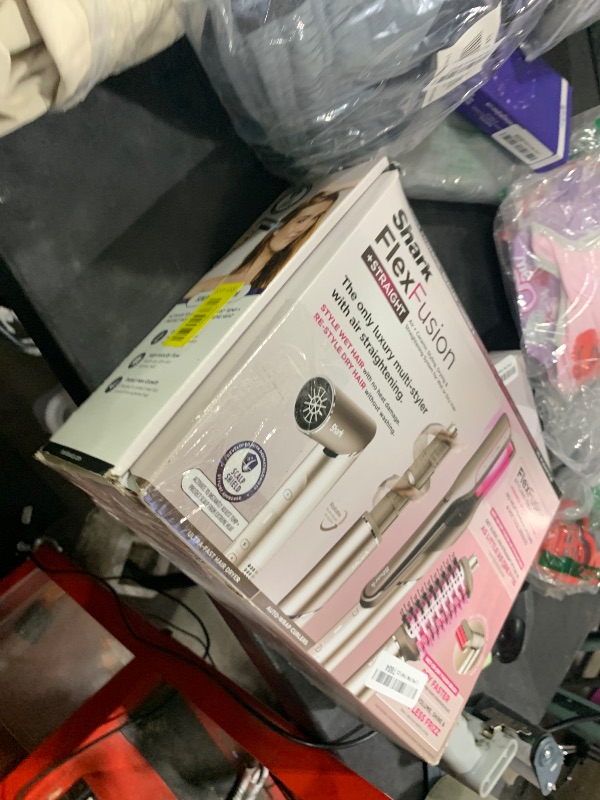 Photo 1 of Shark Flex Fusion Hair Straightener & Powerful Hair Dryer with Fusion Hair Brush, Air Styler with Auto-Wrap Hair Curlers, Concentrator, & Frizz Fighter, Metallic Mist, HD651S