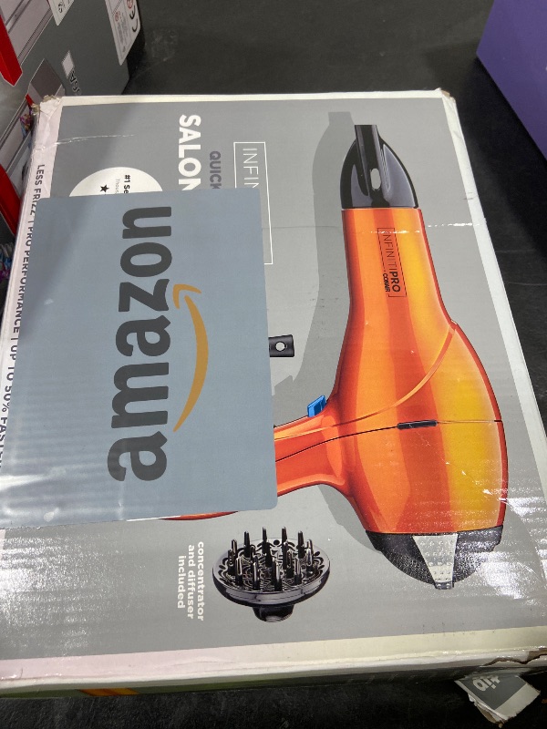 Photo 1 of Infiniti PRO CONAIR Hair Dryer with Diffuser, Professional AC Motor, Tourmaline Ceramic Technology Blow Dryer, Includes Concentrator and Blowout Brush, Amazon Exclusive, Orange