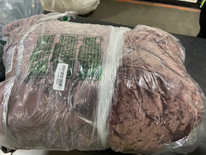 Photo 1 of Fredsure Distressed Velvet Comforter Set, 5 Pieces Brown King, Distressed Velvet Face and Brushed Microfiber Reverse