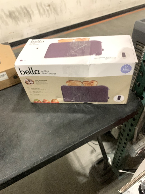 Photo 1 of bella 4 Slice Slim Toaster, Fits-anywhere™ Kitchenware, 6 Setting Shade Control with Reheat & Cancel Buttons, Fits Sourdough, 10” Long Slot, Anti Jam & Auto Shutoff, 900 Watt, Plum