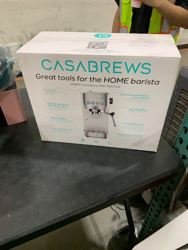 Photo 1 of CASABREWS 3700 Essential Espresso Machine 20 Bar, Stainless Steel Cappuccino & Latte Machine with Steam Frother for Home, 43.9oz Water Tank, Coffee Gift for Women & Men, Silver