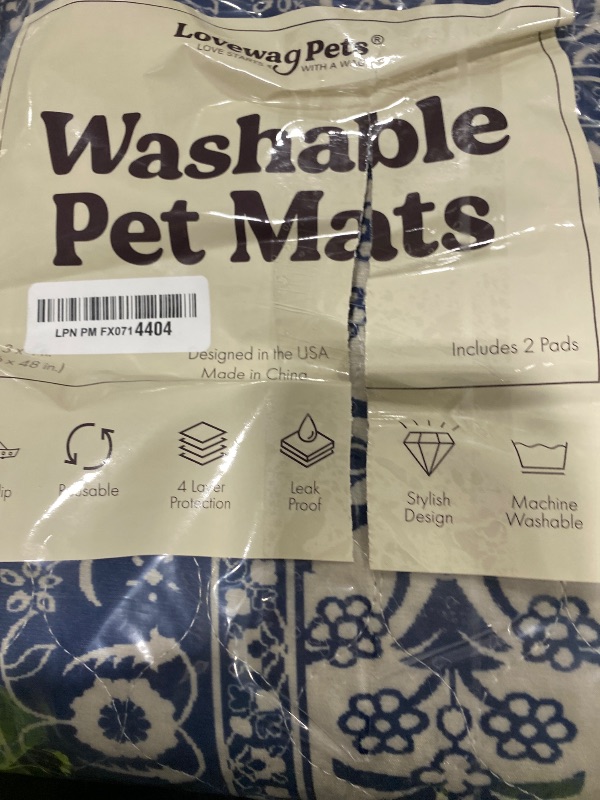 Photo 1 of Lovewag Washable Cat Litter Mat 2 PCs - Keep Litter Off Your Floors, Gentle on Paws, 36x48 Inches Large Size, Waterproof Non-Slip Reusable Compatible with Cat Box (Indigo Garden)