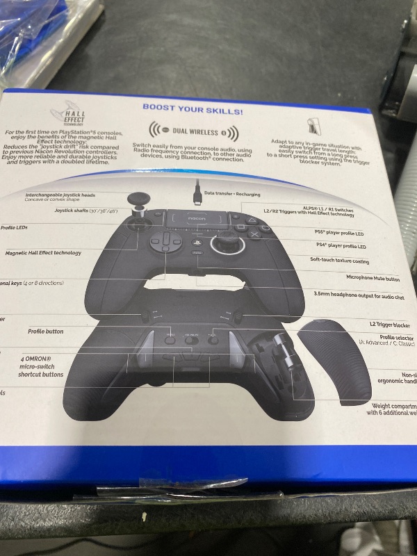 Photo 1 of NACON Revolution 5 Pro Officially Licensed PlayStation Wireless Gaming Controller for PS5 / PS4 / PC - Hall Effect, Trigger Stops, Mappable Buttons, Bluetooth Audio - Triple Black