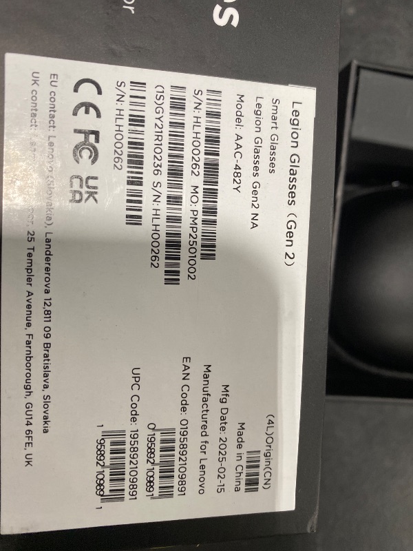 Photo 1 of Lenovo Legion Glasses Gen 2 - Micro-OLED Personal Wearable Monitor for Gaming & Movies, FHD 120Hz Plug-and-Play Display for Lenovo Legion Go & USB-C Devices, High-Fidelity Audio & Privacy