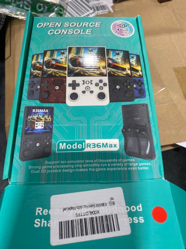 Photo 1 of does not work*************R36MAX Retro Handheld Game Console, 4.0 Inch IPS Screen, 64GB Memory, Portable Arcade Video Gaming Console Gift for Adults, Maple Leaf red