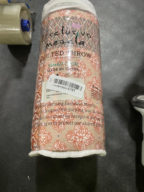 Photo 1 of Exclusivo Mezcla 50"x 60" Quilted Throw Blanket- Microfiber Quilt Throw with Boho Striped Pattern, Reversible Brick-Red Versatile Lap Quilt for All Seasons, Lightweight Throws for Bed/Couch/Sofa