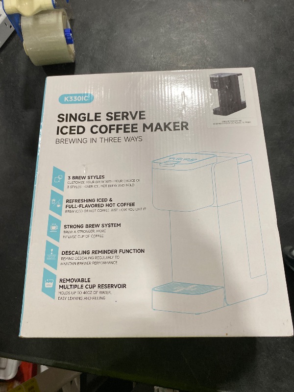 Photo 1 of Tastyle Single Serve Coffee Maker, Iced and Hot Coffee Machine for K Cup & Grounds, Compact Design, 40oz Removable Water Reservoir, 6 to 24 Oz Brew Sizes, Fits 7.3" Travel Mug, Black