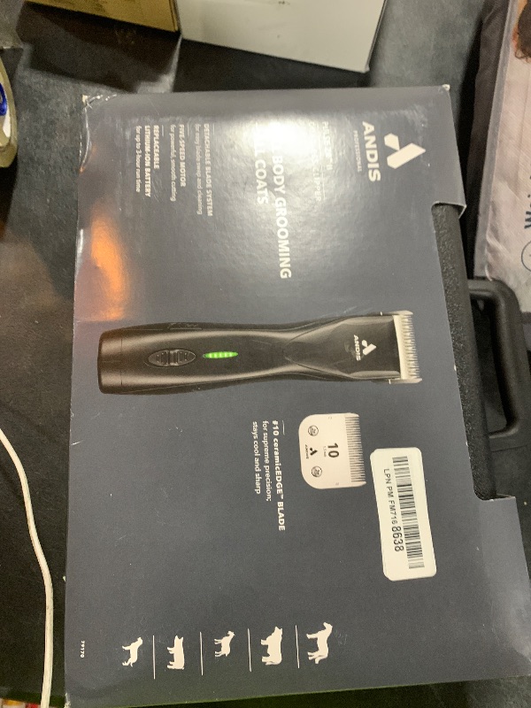 Photo 1 of Andis 79170 Pulse Zr II 5-Speed Detachable Blade Clipper, Cordless Animal/Dog Grooming, Removable Lithium Ion Battery, LED Charge Light, Black