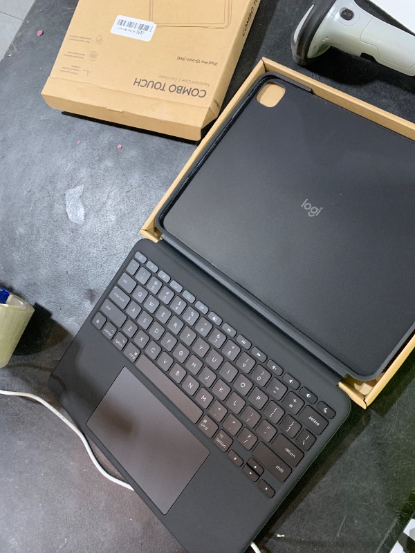 Photo 1 of Logitech Combo Touch iPad Pro 13-inch (M4 & M5)(2024 & 2025) Keyboard Case - Detachable Backlit Keyboard with Kickstand, USB Connectivity, Comfortable Typing, Multi-use Mode - Midnight Black