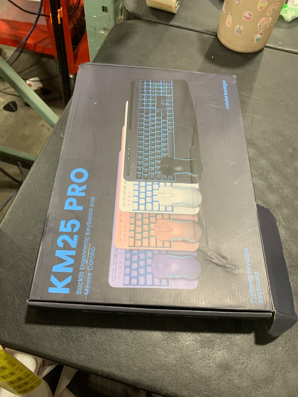 Photo 1 of **DAMAGED** SABLUTE Wireless Keyboard and Mouse Combo, Rechargeable 4000mAh Light up Quiet Keyboard with Wrist Rest & Phone Holder, Ergonomic Silent Typing for PC/Mac/Laptop/Windows/Chrome OS