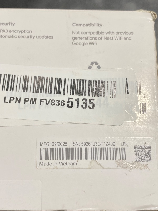 Photo 1 of Google Nest WiFi Pro - Wi-Fi 6E - Reliable Home Wi-Fi System with Fast Speed and Whole Home Coverage - Mesh Router - Snow