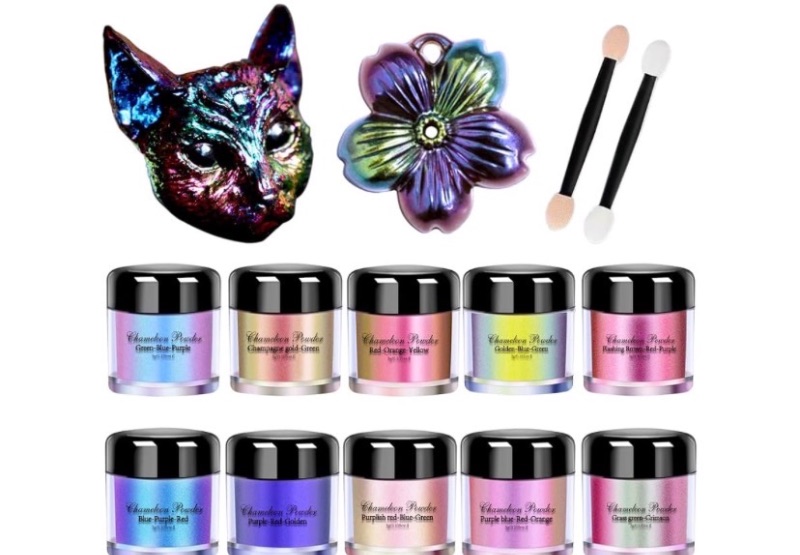Photo 1 of 10 Colors Chameleon Mica Powder Color Shift Pigment Powder for Epoxy Resin Painting Soap Making Bath Bombs Candle Making Slime(0.1oz/jar)