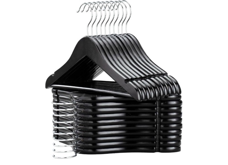 Photo 1 of FairyHaus Kids Wooden Hangers 20Pack Black, 12.8 Inch Baby Wooden Hangers for Closet, Anti-Rust 360° Swivel Hook, Notches & Smooth Finish, Natural Solid Wood Childrens Hangers for Clothes