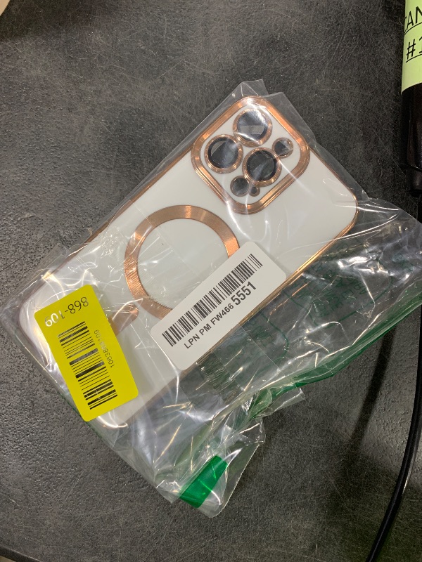 Photo 1 of Dinick Designed for iPhone 13 Pro Max Case with Magnetic [Built-in Camera Cover] Compatible with MagSafe Soft TPU Glitter Cover Anti-Scratch Protective Slim for iPhone 13 Pro Max Case White and Gold