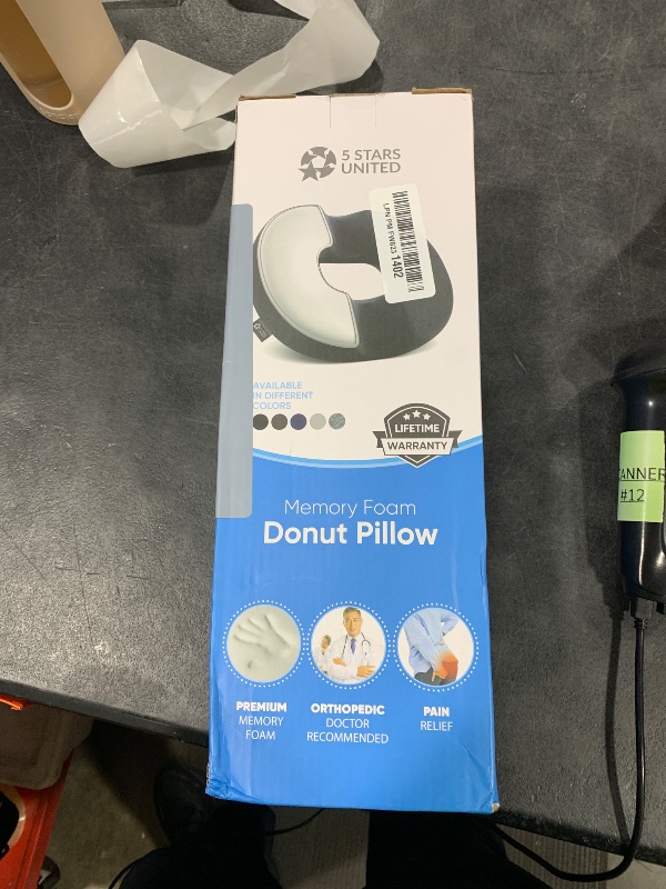 Photo 1 of 5 STARS UNITED Donut Pillow Hemorrhoid Tailbone Cushion – Large Cushion for Pain Relief – Coccyx, Prostate, Sciatica, Pelvic Floor, Pressure Sores, Pregnancy, Postpartum Recovery, Black