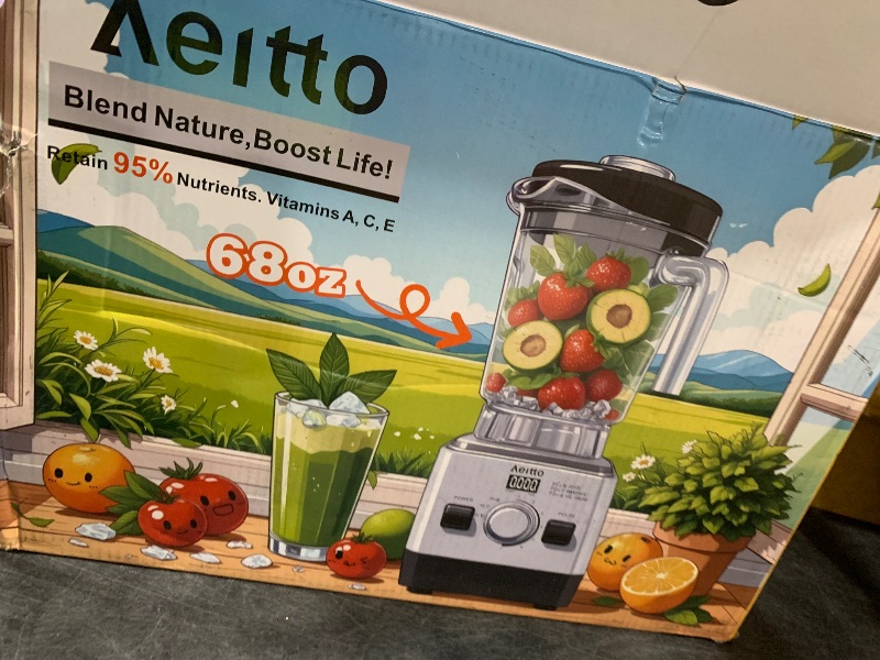 Photo 1 of Aeitto Blenders for Kitchen with 68Oz. Large Capacity, 1800W Max Power Smoothie Blender, 3 Preset Programs & 7 Speeds, Professional Countertop Blender for Smoothies, Ice Crush, Generation2 Silver