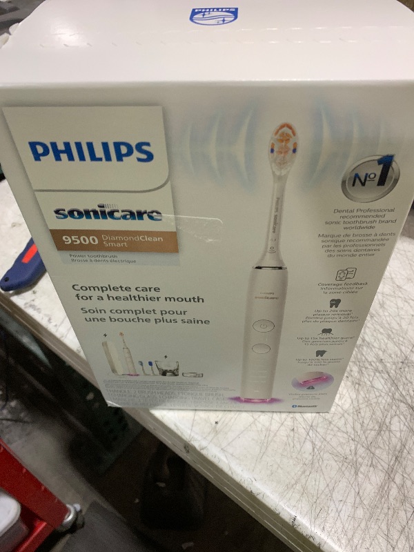 Photo 1 of Philips Sonicare DiamondClean Smart 9500 Electric Toothbrush, Sonic Toothbrush with App, Pressure Sensor, Brush Head Detection, 5 Brushing Modes and 3 Intensity Levels, White, Model HX9923/01