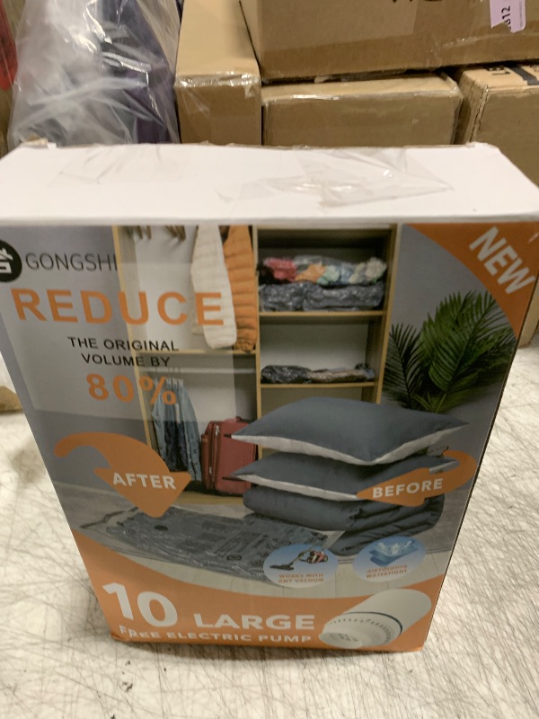 Photo 1 of 10 Large Vacuum Storage Bags with Electric Pump, Space Saver Bag for Clothes, Mattress, Blanket, Duvets, Pillows, Comforters, Travel