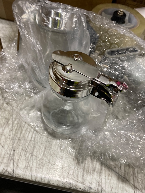 Photo 1 of OCS Parts Syrup Dispenser with Lid and Dispensing Thumb Lever | Commercial Grade Liquid Dispensers for Home and Commercial Kitchens (2, 6 OZ)