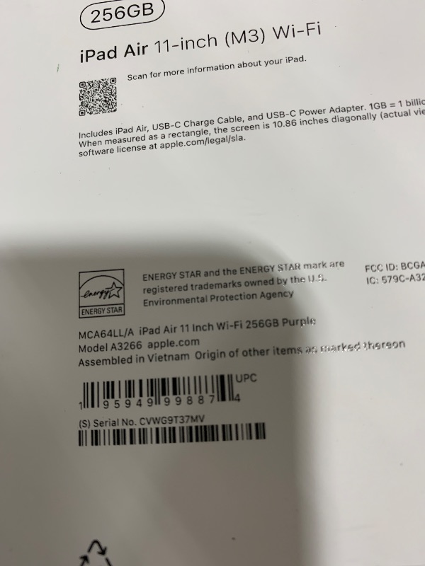 Photo 1 of "IPAD IS LOCKED FROM PREVIOUS OWNER" Apple iPad Air 11-inch with M3 chip Built for Apple Intelligence, Liquid Retina Display, 256GB, 12MP Front/Back Camera, Wi-Fi 6E, Touch ID, All-Day Battery Life