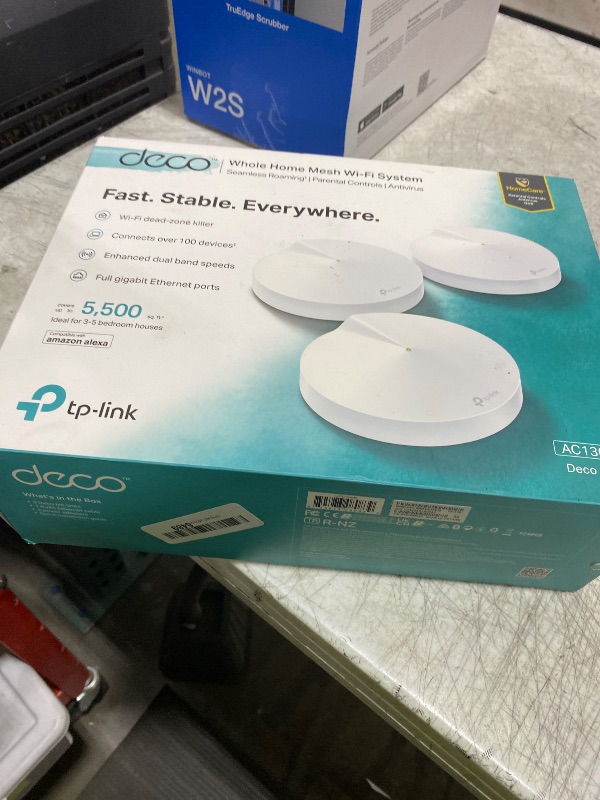 Photo 1 of It is missing 1 extender. Only 2 in this package.-------------------------------------------------------TP-Link Deco M5 Mesh WiFi System - Up to 5,500 sq. ft. Whole Home Coverage and 100+ Devices,WiFi Router/Extender Replacement, Anitivirus, 3-Pack