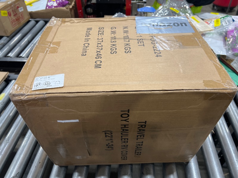 Photo 1 of POJOY Waterproof Windproof RV Travel Trailer Cover, Anti-Rip Anti-UV 600D Oxford Fabric Camper Cover - with Tongue Jack Cover, Tire Covers, Gutter Covers, for 22'1"-24'