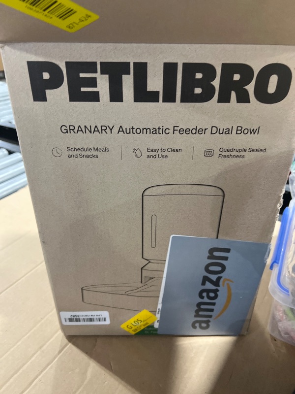 Photo 1 of PETLIBRO Automatic Cat Food Dispenser for 2 Pets 5L Auto Dog Feeder Dry Food Dispenser with Splitter & 2 Stainless Bowls, 10s Meal Call and Timer Setting 50 Portions 6 Meals Per Day, Dual Tray Feeder