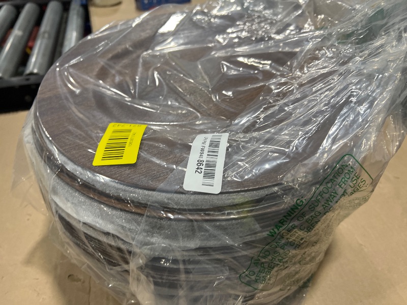 Photo 1 of MAONAME 50 PC Charger Plates Bulk, 13" Brown Charger for Dinner Plates, Farmhouse Faux Wood Plate Chargers, Plastic Table Chargers for Weddings, Party