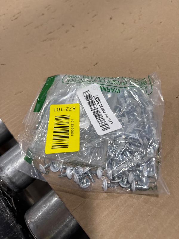 Photo 1 of #8 x 1/2" (100 PCS) White Head Fast Self Tapping Sheet Metal Screws, Modified Truss Head Self Drilling Screw, Full Thread, Screwdriver Bit Included
