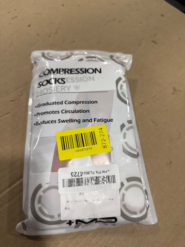 Photo 1 of +MD 2 Pairs Compression Socks for Women & Men Grade 20-30 mmHg, Open-Toe Knee High Stocking, Support Nude, X-Large