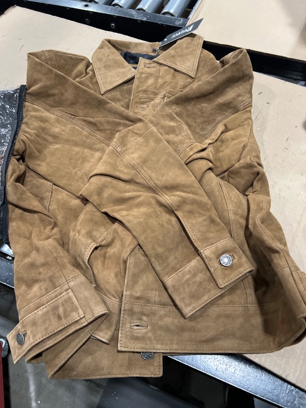 Photo 1 of Premium Vintage Trucker Suede Leather Jacket Men Genuine Lambskin Men Leather Jackets Shirt Collar Jackets For Mens (US, Alpha, XX-Large, Regular, Regular, Khaki Suede Leather)