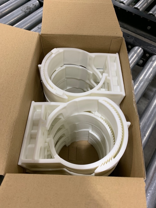 Photo 1 of 101-115HSPP White 10pack White Surface Mount Polypropylene Pipe Hanger, American Made for 4 inch Pipe, one-Piece Hanger for Pipes, Cable, or Conduit.