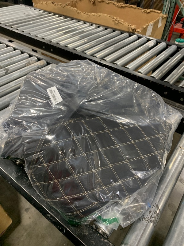 Photo 1 of F FINEC 4PCS Waterproof Leather Golf Cart Seat Covers Compatible with EZGO TXT 1994-2013 Front & Aftermarket Rear Seat Kits | Beige Stitching | No Staple Installation