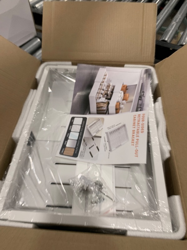 Photo 1 of 1 Pack Pull Out Cabinet Organizer, Slide Out Drawer Expandable Width (12"-19") and Depth (17"-23") With 3 Slides, Fixed with Adhesive Film and Nail for Cabinets in Kitchen, Pantry or Bathroom