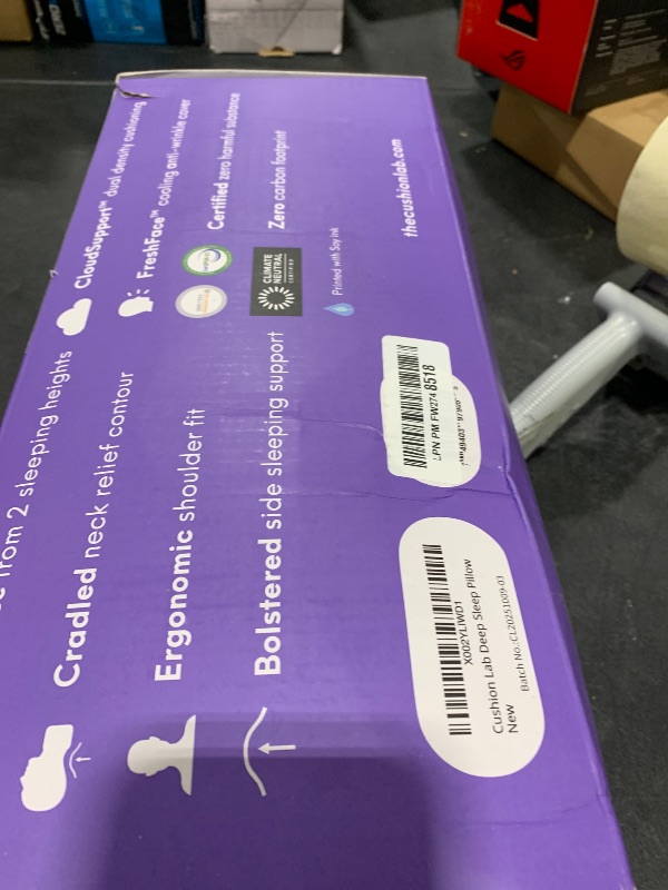 Photo 1 of C CUSHION LAB Deep Sleep Pillow, Patented Ergonomic Contour Design for Side & Back Sleepers, Orthopedic Cervical Shape Gently Cradles Head & Provides Neck Support & Shoulder Pain Relief - Calm Grey