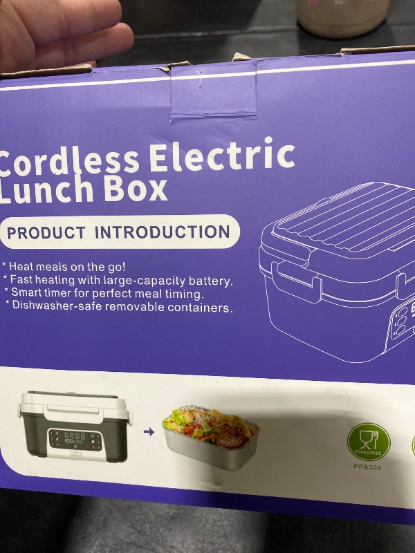 Photo 1 of Omboos Cordless Electric Heated Lunch Box, XL 6.3Cups 20000mAh Rechargeable Food Warmer Lunch Box with Self Heating, Smart Timer, Adjustable Temperature, Leakproof, BPA Free, Removable Tray Divider