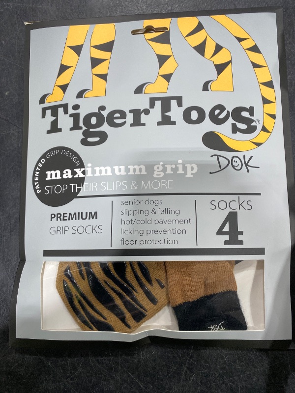 Photo 1 of DOK TigerToes Premium Non-Slip Dog Socks for Hardwood Floors - Extra-Thick Grip That Works Even When Twisted - Prevents Licking, Slipping, and Great for Dog Paw Protection (Cool Caramel, Large)