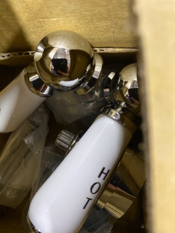 Photo 1 of Enhon 3 Pcs Handle Set, Compatible with Price/Pfister Shower Valve, Hot Cold and Diverter Handle, Fits 12 Point Broach Stem, Chrome Finish White(Lever)