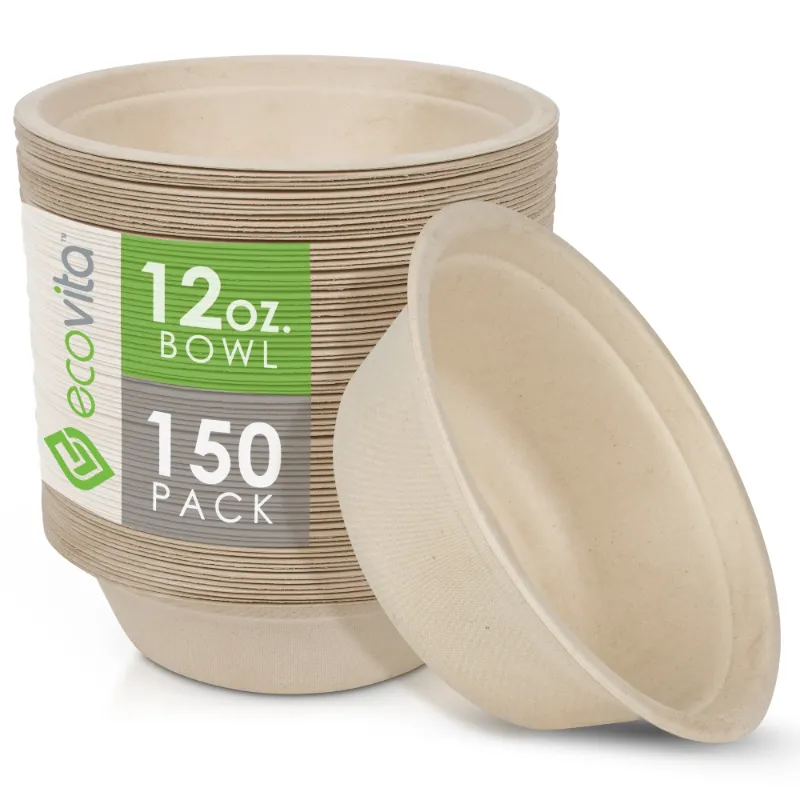 Photo 1 of 100% Compostable Paper Bowls [12 oz.] – 150 Disposable Bowls Eco Friendly Sturdy Tree Free Alternative to Plastic or Paper Bowls
