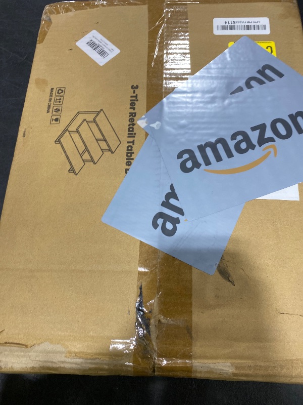 Photo 1 of ELITEROO 3 Tier Wooden Display Riser Stand, Portable Products Display Shelf, 3 Step Straight Display Rack for Retail Tabletop, Countertop, Craft Shows, Farmers Market, Tradeshows, Vendors, Black