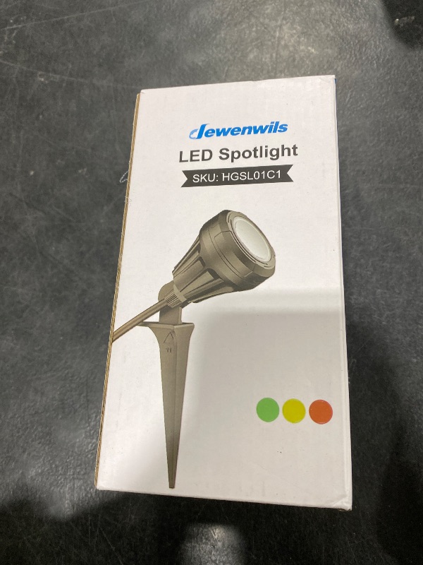 Photo 1 of DEWENWILS 120V LED Outdoor Spotlight, 3 Extra Lenses (Red Green Yellow), 5.5W 5000K Plug in Spotlight, Waterproof Landscape Light for Yard, Tree Flag, Holiday, 5FT Extension Cord, UL Listed