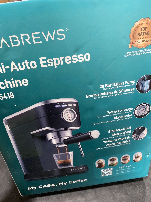 Photo 1 of CASABREWS CM5418 Espresso Machine 20 Bar, Stainless Steel Espresso Maker with Milk Frother, Compact Cappuccino Machine for Home, Espresso Coffee Machine, Gift for Her, Gift for Family, Black
