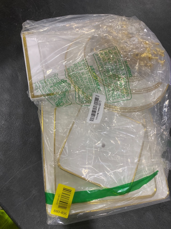 Photo 1 of Lzerking 13pcs Dessert Table Display Set, 6 3-Tiered Cupcake Stands (3round & 3square) with 4 Trays & 3 Tongs, White Gold Plastic for Wedding, Tea Party, Baby Shower Decor, Birthday Party Decoration