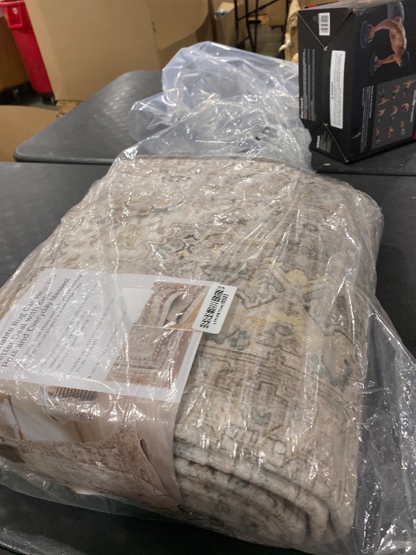 Photo 1 of Madane 3x20 Hallway Runner Rug - Extra Long Carpet Runners for Hallways 20ft Non Slip Stain Resistant Rugs Runner for Living Room Bedroom 20 Feet Distressed Floor Carpet for Kitchen, Ivory/Brown