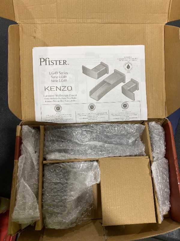 Photo 1 of Pfister LG49-DF1B Kenzo 2-Handle Waterfall Wall Mount Bathroom Faucet Matte Black