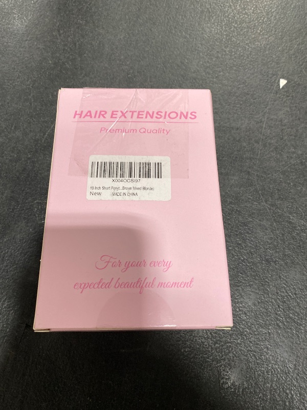 Photo 1 of 10 Inch Short Ponytail Extension - Clip in Ponytail Hair Extensions, Straight Pony Tails Hair Extensions, Synthetic Claw Clip Ponytail Extension for Women (Color: Light Brown Mixed Blonde)