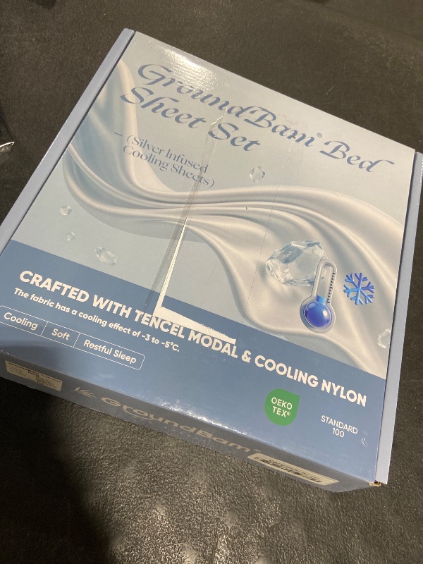 Photo 1 of Silver Infused Bed Sheets Set, Cooling Tencel Sheet with Self-Cleaning Technology for 3X Freshness Sleep, Hypoallergenic & Breathable sheet Perfect for Hot Sleepers & Sensitive Skin (Blue, King )